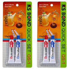 KS BOND QS-1 AB膠套裝，5分鐘快乾環氧樹脂，適用於金屬、瓷器、玻璃、石材, 2組