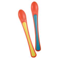 tommee tippee 湯美天地 感溫湯匙, 2入裝, 適用於4個月以上寶寶, 黃藍, 1組