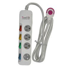 Tyson 太順電業 5切4座安全延長線 3孔, 防火耐熱, 過載保護, 1.8m, TS-354KS, 1條