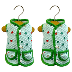 SassyDog 格紋馬甲 菱格, 綠色, 2件