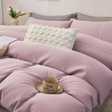 NATURALLY JOJO 50%純色抗菌天絲床包兩用被四件組 雙人 - 野莓粉