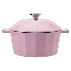 cook power 鍋寶 璀璨鑽石琺瑯鑄鐵鍋, 22cm, 玫瑰粉色, 1個