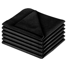 AHOYE 加厚麂皮絨纖維無塵布 18 x 15cm 黑色 適用於相機鏡頭、眼鏡、手機螢幕, 6條