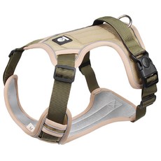 Duomm 寵物防暴衝反光胸背帶 B款 XL 卡其色, 防掙脫設計, 夜間反光安全, 1個