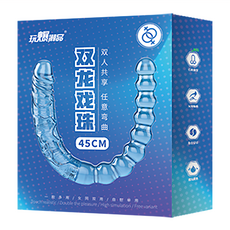 取悅 雙頭龍陽具 雙龍戲珠 450mm 透明藍 285g, 1個