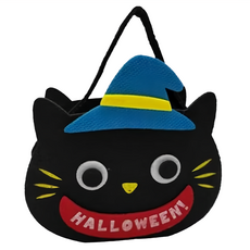 摩達客 萬聖派對變裝 糖果袋, 16 x 19 x 7cm, 搞怪藍帽黑貓咪, 1個