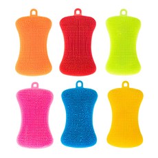 AHOYE 加厚好握不傷餐具清潔刷 矽膠洗碗刷 廚房清潔好幫手 顏色隨機, 1組, 6個