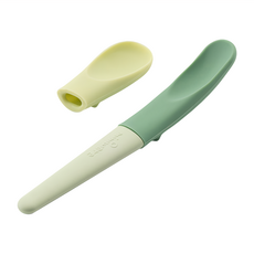 Miniware 微兒 蹺蹺板兩用湯匙組, 食品級矽膠勺頭 兩種使用方式, 光合草綠, 1組