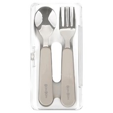 Dailylike BONBON 兒童不鏽鋼餐具組, 湯匙 + 叉子, 燕麥色, 1組