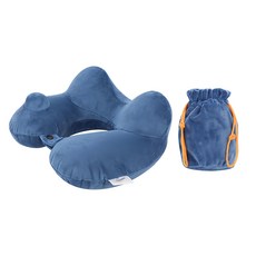 Tamsaa 攜帶用充氣頸枕 + 收納袋 1組, 藍色