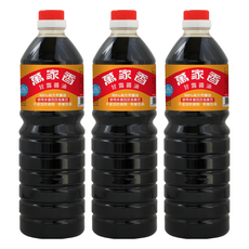 萬家香 甘露醬油，100%純天然釀造，使用非基因改造黃豆，不添加防腐劑、焦糖色素, 1L, 3瓶