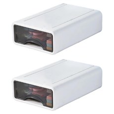 BangJiaShi 幫家適 可疊加桌面抽屜收納盒 小款 2個, 白框灰抽, 2層