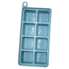 PUKU 藍色企鵝 鉑金矽膠附蓋副食品分裝盒 8格, 霧藍, 280ml, 1個