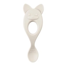 MOTHER-K 鉑金矽膠學習湯匙, 100%鉑金矽膠, BPA free, 可微波/烤箱, 可進洗碗機, 可沸水消毒, 狐狸白, 1支