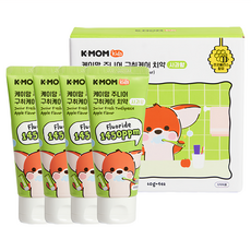 MOTHER-K K-MOM 植萃兒童蜂膠含氟牙膏，1450ppm含氟量 蘋果口味 60g 超值護齒4入組, 1組