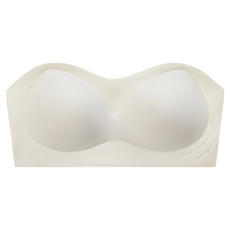 平口無肩帶內衣 尼龍萊卡布料 孕婦可穿 無痕舒適 不滑肩, L, 杏仁白