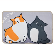 珊瑚絨動物吸水地墊 超柔軟 舒適型 強吸水 卡通墊, 40 x 60cm, 兩隻貓
