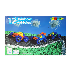 Morphun 積木 彩虹車輛 140 件 適合 3 歲以上兒童, 12種車輛, 1盒