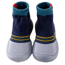 寬頭防滑透氣膠底學步鞋 高筒, 18~19(11.5cm), 灰藍拚色