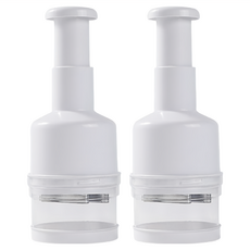 多功能旋轉按壓切菜器 Set 2, 手柄可旋轉設計, 雙 Z 不鏽鋼刀頭, PS 透明盛放盒, 加厚防滑底盤, 8cm x 21.5cm, 單色, 2入