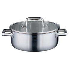 ELO Multilayer 不鏽鋼雙耳低身湯鍋 電磁爐適用 銀色 導熱均勻, 1個, 24cm