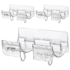 yoogee 冰川紋通用吹風機架, 免打孔, 多種牆面皆可安裝, 透明款, 3個