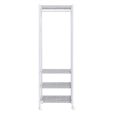 dayneeds 日需百備 輕型 四層單桿波浪衣櫥 附輪, 白色