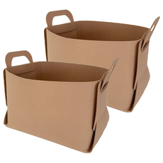 HOOM 禾慕生活 毛氈收納籃 栗子棕 兩側把手, 大(35 x 25 x 23cm), 2個