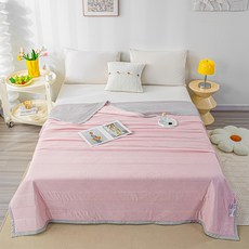 愛北鼻 夏日冰絲涼感被 透氣舒適 簡約素色風格, 1入, 粉色