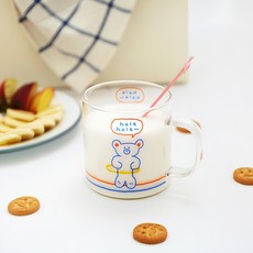 Romane corp. BRUNCH BROTHER 玻璃馬克杯 350毫升, 呼拉圈小熊, 1個
