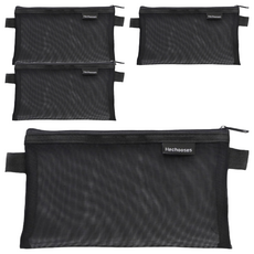 Gajeman 簡約網紗筆袋, 12cm x 20.5cm, 黑色, 4個