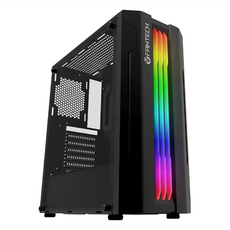 FANTECH 突擊戰甲 CG72 電競電腦主機機箱, 側面透光強化玻璃, 面板RGB燈效, 支援最多8組風扇, 黑色, Black, 不適用