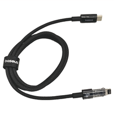 Baseus 倍思 透明CD系列 Type-C to IP 20W 快速充電線, 1m, 星曜黑, 1條