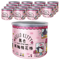 Aguchi 亞古奇 Hello Kitty 黑色紙軸棉花棒 300支, 16罐