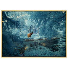 菠蘿選畫所 靜謐林中鹿 APFA3413D 掛畫 40 x 30cm - 森林系居家裝飾, 木色