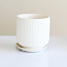 Garden In The City 現代粉彩條紋陶瓷花盆, 1個, 白色