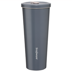 Corelle Brands 康寧餐具 Snapware 陶瓷不鏽鋼真空保溫吸管杯 附細吸管 + 杯套, 暮光之城 深灰色, 800ml, 1個