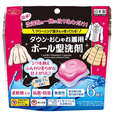 AIMEDIA 艾美迪雅 日本 羽絨針織衫洗衣球 含柔軟劑 抗菌防臭 無香性, 6顆, 1袋