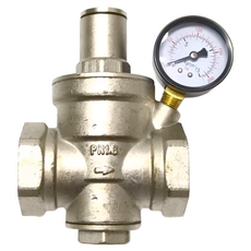 新多多小舖 1吋半減壓閥與錶組 (減壓閥15.4 x 10.5cm 壓力表6.8 x 5.2cm) 台灣製造, 1組