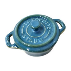 Staub 圓型烤盅陶缽 綠松色 10公分, 復古灰, 1個