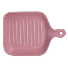 北歐帶柄陶瓷烘培焗烤盤 粉色 22 x 16.5 x 3.5cm, 1個