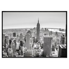 紐約 New York 黑白城市景觀裱框藝術畫, 黑框