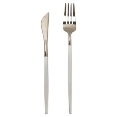 歐式 304不鏽鋼雙色刀叉 2件, 主餐刀 + 主餐叉, 白銀色, 1組