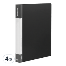 DaTaBanK 三田文具 A4 標準型 4孔夾資料夾，PP聚丙烯材質，附斜口袋可放索引, 黑色, 4本