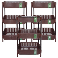 森山 三層收納層架, 41x28x65cm 咖啡色, 顏色隨機, 3個