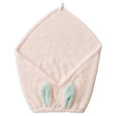 CB JAPAN 動物造型超細纖維擦頭包巾 日本銷售NO1 居家必備 可愛動物系列 寶貝愛不釋手 溫柔觸感更舒適 高於棉的3.3倍吸水力, 小白兔粉, 1入