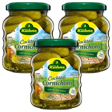 Kuhne 冠利 迷你姆指小黃瓜 全產品不含防腐劑 專業酒醋、酸黃瓜製造商, 180g, 3罐