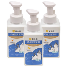 黃金盾 奶瓶蔬果清潔劑，極致五合一酵素，無香精、無Parabens、無著色劑，泡沫易沖洗, 500ml, 3瓶