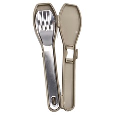 Sugar Land 不鏽鋼叉匙餐具組, 湯匙 + 叉子 + 外盒, 卡其綠, 1組