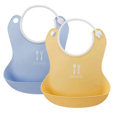 TALLSTOY New Babybib 防漏圍兜, 藍色 + 黃色, 2入, 1組